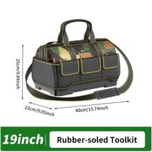 1 chiếc túi vải bạt dung tích lớn | 14/16/18/21 inch, vải bạt dày chống mài mòn, dùng để đựng dụng cụ bảo dưỡng, di động, thích hợp cho điều hòa không khí điện, có dây đeo vai, màu xanh lá cây, thương hiệu OUDISI - A - Xem 12