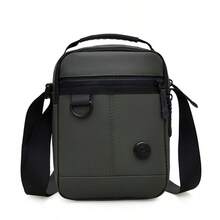 男士商务斜挎包，黑色纯色尼龙材质，防水，多口袋设计，拉链封口，适合日常通勤。 - 彩色 - 查看 11