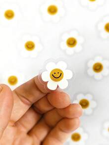 24/48pcs Smile Little Daisy Stickers 1" Small Flower Stickers To Decorate Your Phone, Water Bottle, Laptop...CLEAR Stickers Daisy Sticker Pack - Smile Daisy - View 8