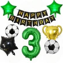 Balón de fútbol, balón de trofeo, globos de cumpleaños con temática verde, decoraciones de fiesta, accesorios para fotos - Verde - Ver 22