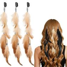 3 pezzi Fermagli per capelli con piume, Fasce boeme, Estensioni per capelli stile pettine fatte a mano stile hippie, Accessori per capelli per donne e ragazze, Fasce per capelli da spiaggia estive, Vacanze, Viaggi - Marrone ruggine - Visualizzare 10