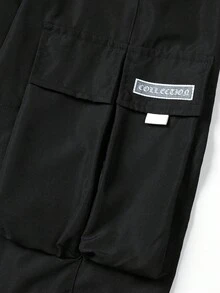 2pcs/Set Men's Casual Utility Drawstring Pants, Grey + Black - Multicolor - View 6
