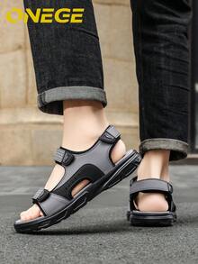 1双男士简约夏季沙滩凉鞋，新款运动耐磨透气时尚防滑休闲拖鞋 - 灰色 - 查看 4