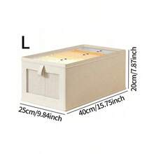1pc/2pcs Beige Foldable Clothes Storage Box, Divided Wardrobe Organizer With Handles, Fabric Closet Divider Storage Bin, Suitable For Jeans, Pants, T-Shirts, Space-Saving, With Transparent Window And Handles, Suitable For Bedroom/Dorm/Closet/Wardrobe - Beige - View 12
