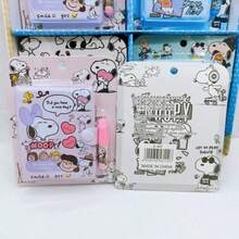 Bộ 1/2/4 cuốn sổ tay lớn hình chú cún Snoopy hoạt hình, kèm bút bi, sổ kẻ dòng màu trắng, nhật ký, sổ tay dễ thương cho bé gái, sổ ghi chép, văn phòng phẩm cho học sinh. - Nhiều màu - Xem 7
