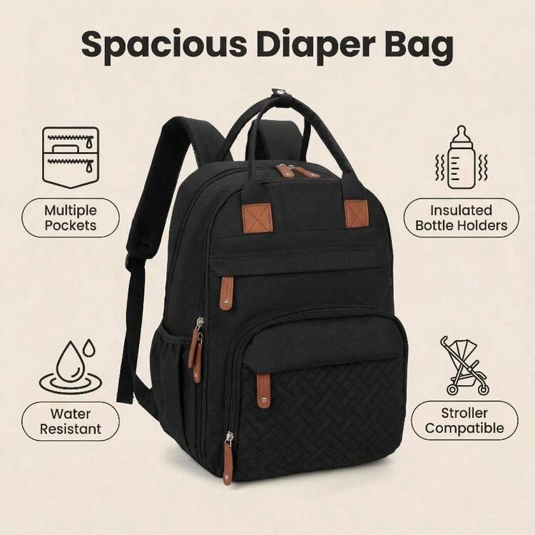 Unisex Baby Diaper Backpack, Suitable For Dads And Moms, With Diaper Pad, 16 Pockets, Pacifier Storage Bag, Large Capacity Diaper Bag For Travel