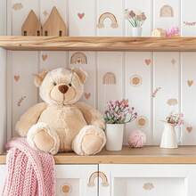 1pc Warm Brown Rainbow Heart Wall Sticker, Minimalist Natural Element Combination, Self-Adhesive Easy To Apply, Decorates Wall With Soothing Healing Ambience - Multicolor - View 3