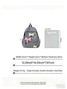 1pc Girls Bowknot Backpack, Lightweight School Bag For Elementary Students, Princess Style Commuter Bag - Back-to-school Backpack for Little Girls With Bows - View 2