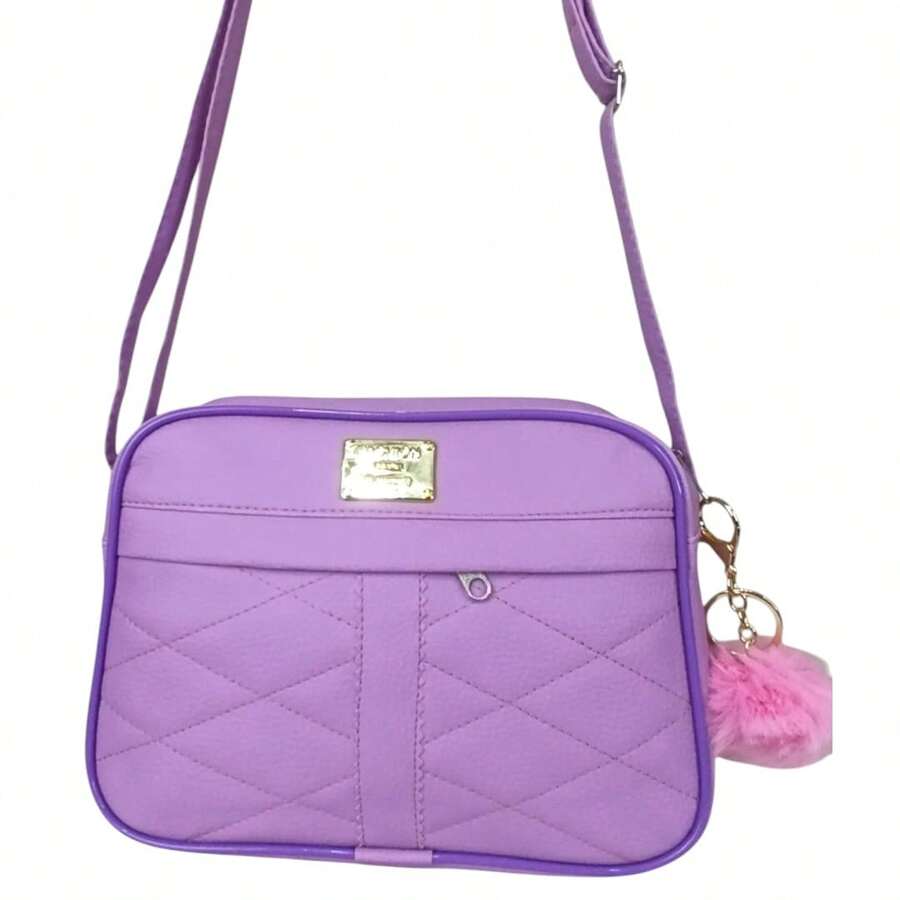 Women's Small Shoulder Bag, Reinforced Crossbody Bag + Keychain, Fashion Blogger Style - 薰衣草色 - 查看 1