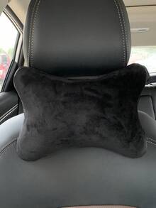 1pc Black Memory Foam Car Neck Pillow, Universal Fit Headrest Cushion, Lumbar Support Pillow, Suitable For All Seasons - Multicolor - View 2