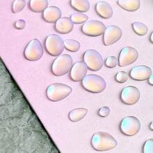 30Pcs/Bag Random Mixed Blue Tears Matte Frosted Nail  Art Decorations,Cat Eye Teardrop Oval Asymmetrical Shape Flat Bottom Rhinestones ,Nail Art Decorations Nail Supplies Nails Nail Charms Nail Gems - 藍色 - 查看 5