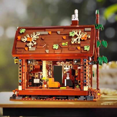 Holzhaus Bausatz - DIY Mini Haus Modell, geeignet für erwachsene Sammler - beinhaltet Kiefernbaum und Balkon Details - ideal für gemütliche Heim-Dekoration - kompatibel mit anderen Bauklötzen Marken - perfektes Geburtstags- und Feiertagsgeschenk für Architektur-Enthusiasten - detaillierte Schritt-für-Schritt Anleitung enthalten - hergestellt aus ABS Kunststoffmaterial