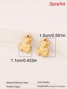2pcs Stainless Steel Cute Bear Pendant Findings Fashion 18K Gold Plated Charms For DIY Jewelry Making Supplies Accessories - Pendants - View 8