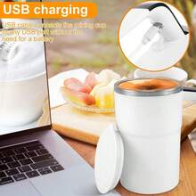12.85oz Stainless Steel Electric Drip Coffee Mug With Magnetic Stirrer And Temperature Display, USB Powered, Suitable For Milk, Chocolate, Mocha - Portable, Perfect Christmas Gift, 200mAh Battery - Multicolor - View 8