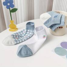 5双装女士可爱草莓雏菊刺绣低帮短袜，春夏短袜 - 彩色 - 查看 3