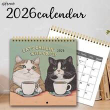 GDTME 2026年可爱小猫系列日历，全新设计，以萌猫为主题。非常适合记录生日和纪念日、制定计划和追踪待办事项。是新年、开学季、生日礼物以及送给家人和朋友的文具/办公用品的理想之选。 - 貓咪休閒咖啡 - 查看 2
