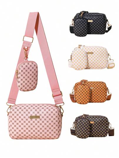 1pc Vintage Print Crossbody Bag For Girls, Versatile Casual Square Shoulder Bag With Adjustable Strap, Suitable For Daily Use, Dates, Birthday Gifts, Ideal For Gifting