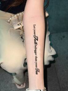 1pc 7-14 Days Lasting Herbal Temporary Tattoo Sticker, Minimalist Abstract Mysterious Hand Tattoo Design, Waterproof Tattoo Sticker Suitable For Fashionable People - Black - View 4