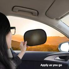 Bộ 2 tấm che nắng mini cho xe hơi, dán tĩnh điện không để lại dấu vết, dùng cho cửa sổ bên hông xe mùa hè. - màu đen - Xem 2