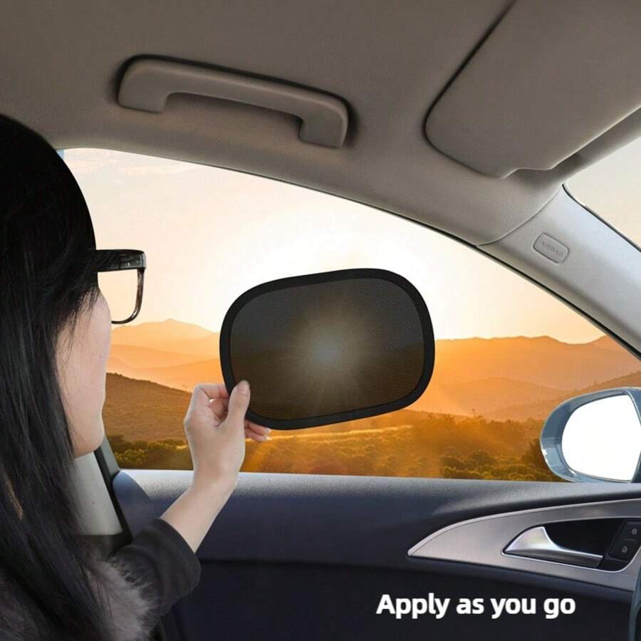 Bộ 2 tấm che nắng mini cho xe hơi, dán tĩnh điện không để lại dấu vết, dùng cho cửa sổ bên hông xe mùa hè.