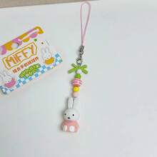 MIFFY 1个可爱卡通米菲兔领结创意钥匙扣，随机朋克风钥匙扣包饰 - 彩色 - 查看 5