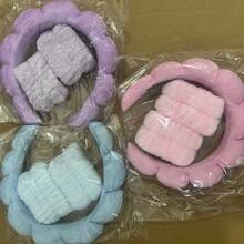 1个面部头带/2个面部腕带/3套SPA头带、化妆头带、面部头带、护肤头带、蓬松海绵头带、蝴蝶结、泡泡头带、SPA头带、腕带、女士和女孩发饰，适用于瑜伽、跑步、健身、护肤、保湿面膜、清洁、美容配件、自我护理必备品、浴室用品、运动服、四季皆宜、居家SPA、健身伴侣 - 多色 - 查看 12