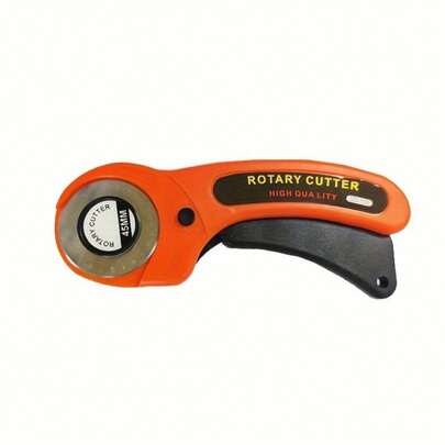 1 Stück 45mm ergonomischer orangefarbener Rollschneider mit austauschbaren Klingen und Sicherheitsverriegelung, hochwertige Edelstahlklingen - ideal zum Nähen, Basteln, für Leder, Stoff, Filz, Papier, robuster ABS/Metallkörper