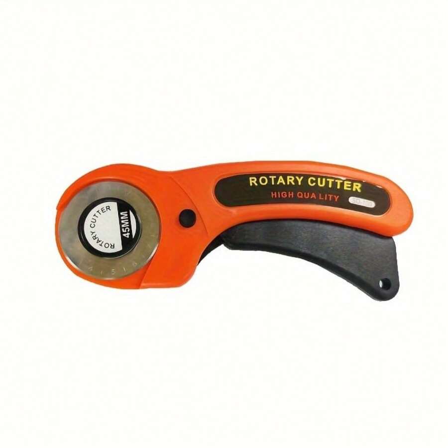 1支45毫米人体工学橙色旋转切割刀，带可更换刀片和安全锁，高品质不锈钢刀片 - 适用于缝纫、手工制作、皮革、布料、毛毡、纸张切割，耐用ABS/金属机身 - A-橘色 - 查看 1