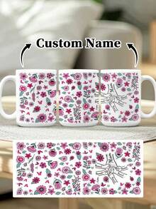 1pc 11oz/15oz Custom Mother's Day Name Mug, Personalized Coffee Cup With Printed Name. The Wrap-Around Pattern On The Mug Can Be Customized With Up To 8 Children Holding Their Mother's Hand. This Mother-Themed Mug With Floral Elements Is An Ideal Gift For Mom And A Unique, Thoughtful Present - 款式3 - 查看 61