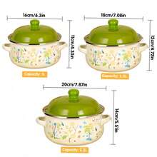 VAETTLO  3-Piece Exquisite Enamel Cookware Set, Multifunctional Pot Set Including Soup Pot & Stew Pot, Tableware, Handmade Fired, Ideal For Restaurant, Home Kitchen, Home Decoration And Holiday Gift. - View 8