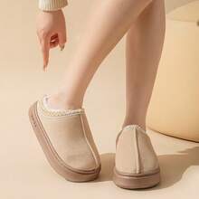 OBOVAY Pantuflas unisex de unicolor con parches, suela gruesa y ligera, pantuflas casuales adecuadas para uso interior y exterior - Caqui - Ver 5