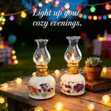 1pc Vintage Ceramic Oil Lamp, Home Tea Room Courtyard Decor Oil Lamp, Antique Kerosene Lamp, Create Ambiance, Outdoor Lighting, Home Decor, Holiday Gift, Outdoor Courtyard Atmosphere Oil Lamp, Camping Wedding Fuel Lamp, No Electricity No Oil - 1PC - View 1
