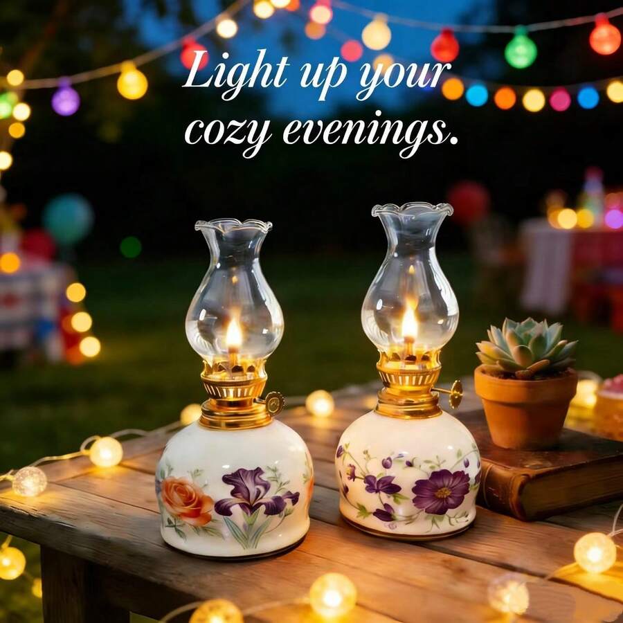 1pc Vintage Ceramic Oil Lamp, Home Tea Room Courtyard Decor Oil Lamp, Antique Kerosene Lamp, Create Ambiance, Outdoor Lighting, Home Decor, Holiday Gift, Outdoor Courtyard Atmosphere Oil Lamp, Camping Wedding Fuel Lamp, No Electricity No Oil - 1PC - View 1
