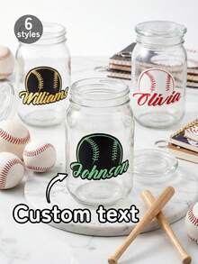 5/10/25pc Custom Text Baseball Name Stickers – Personalized Baseball Themed Waterproof Stickers With Custom Name & Color Options | Fun Sports Gift For Baseball Fans, Teams, And Sports Fans | Water Bottle & Gear Decor - Multicolor - View 1