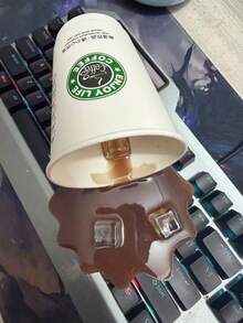 1pc Spilled Coffee Prank Toy, Realistic Beverage Cup, Creative Phone Holder & Desktop Decor - Phone Stand - View 10