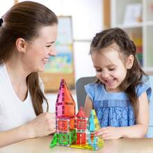 PicassoTiles - Juego de Piezas de Bloques magnéticos, Serie de Diamantes, Bloques de construcción con imán, Aprendizaje Stem, para niños a Partir de 3 años, PTM100 - 48 piezas - Ver 2