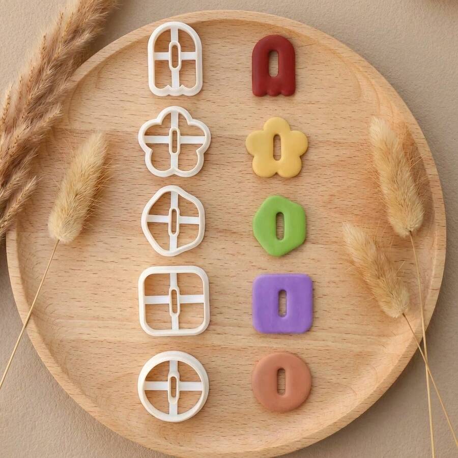Minimalist Geometric Buckle Clay Cutter Set, Polymer Clay Cutters, DIY Craft Tool For Buckle Clay Jewelry Making - White - View 1