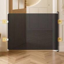 Puerta de mascota expandible con malla de PVC, fácil instalación, adecuada para perros pequeños, gatos y otras mascotas, sin necesidad de perforar para evitar que las mascotas se escapen, aplicable a escaleras, pasillos y porches, valla de puerta de malla ligera, puerta de mascota al aire libre, solución de valla para mascotas, diseño retráctil, puerta extensible, barrera de malla para mascotas, puerta para mascotas, pequeña mascota del hogar, propietario de mascotas - Multicolor - Ver 5