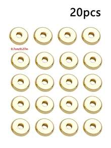 20 hạt đệm tròn dẹt mạ vàng 18K, lỗ lớn, phụ kiện làm trang sức, thích hợp cho vòng tay và dây chuyền, hạt đồng thời trang, hạt đệm rời tự làm trang sức thủ công. - tròn - Xem 10