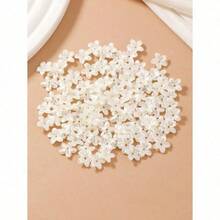 100pcs/Pack Pearl-Color Small Peach Blossom Flower DIY Handcraft Bracelet Necklace Accessories, Simple Handicraft Floral Arrangement, Suitable For Pot Decor, Craft Supply, Clothing Decoration Valentines - 白色 - 查看 4