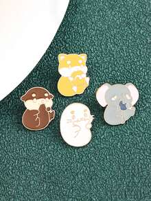 4pcs/Set Healing Cute Pet Brooch, Includes 4 Adorable Small Animal Designs, Minimalist Enamel Craftsmanship With Delicate Texture, Attractive Accessory To Pin On Clothing Or Bags, Showcases Youthful Charm Gifts For Mother, Father, Graduation, And Teacher - Multicolor - View 8