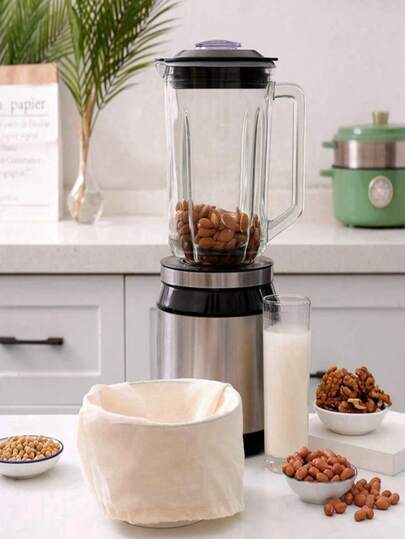 1/2 túi lọc lưới dày, dùng để lọc nước sắc thảo dược, súp, sữa đậu nành, vật dụng nhà bếp thiết yếu, dùng để lọc súp, nước ướp, túi lọc trà, túi ép nước trái cây, túi vải cotton có dây rút dùng trong gia đình.