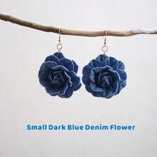 1 par de brincos retrô de flor em jeans, disponíveis em 2 cores e tamanhos, joias em estilo boêmio para mulheres, ideais para uso diário, festas e como presente em datas comemorativas. - Multicolorido - Ver 12