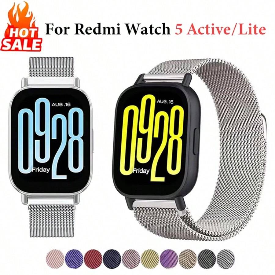 Correa de reloj de metal Milanese para Redmi Watch 5 Active/5 Lite, correa de repuesto de acero inoxidable, pulsera de muñeca de alta belleza y practicidad