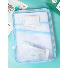 Must-Have For Students! A4 Subject Bag, 3-Layer Large Capacity Super Storage, Easy To Organize Exam Papers And Notes. L-Shaped Wide Opening, Convenient For Classroom Use. Transparent Mesh, Clear View For Study Room Organization. Subject Classification Organizer, Suitable For Exams And Daily Study, Say Goodbye To Messy Materials! - Multicolor - View 7