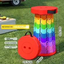 Outdoor Rainbow Portable Folding Stool, Plastic Foldable Chair, Travel & Queuing Chair, Fishing Stool, Adjustable & Telescopic - Multicolor - View 4