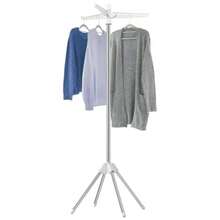 Timotech Escurridor de Ropa Plegable Tendedero Plegable Ropa Tendedero Portátil Estante de Secado de Ropa Acero Inoxidable de 150 cm con 3 Brazos Giratorios para Perchas 4 Patas para 27 Piezas - Blanco / Plateado - Ver 2