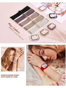 2-In-1 Nylon Sports Watch Band And Case, Compatible With Apple Watch Bands And Cases In Sizes 40mm, 41mm, 42mm, 44mm, 45mm, 46mm, And 49mm. Soft, Breathable, And Elastic Sports Watch Band. Shock-Resistant And Scratch-Resistant PC And Tempered Glass 2-In-1 Watch Case. Compatible With Apple Watch Ultra/11/10/9/8/7/6/5/4/SE For Men And Women. Easy To Wear, Sensitive Touch. - Red - View 7