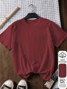 Cotton, Summer Top, Graphic Print, Women's Summer T-Shirt, Top, Summer Clothes, Vacation Clothes, Travel Outfit, Beach Style, Minimalist Resort Wear, White Color. - 酒紅色 - 查看 2