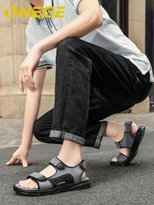 1双男士简约夏季沙滩凉鞋，新款运动耐磨透气时尚防滑休闲拖鞋 - 灰色 - 查看 9